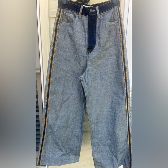 ZARA Jeans High Rise Inside Out Wide Leg Womens Size 2 - Picture 3 of 6